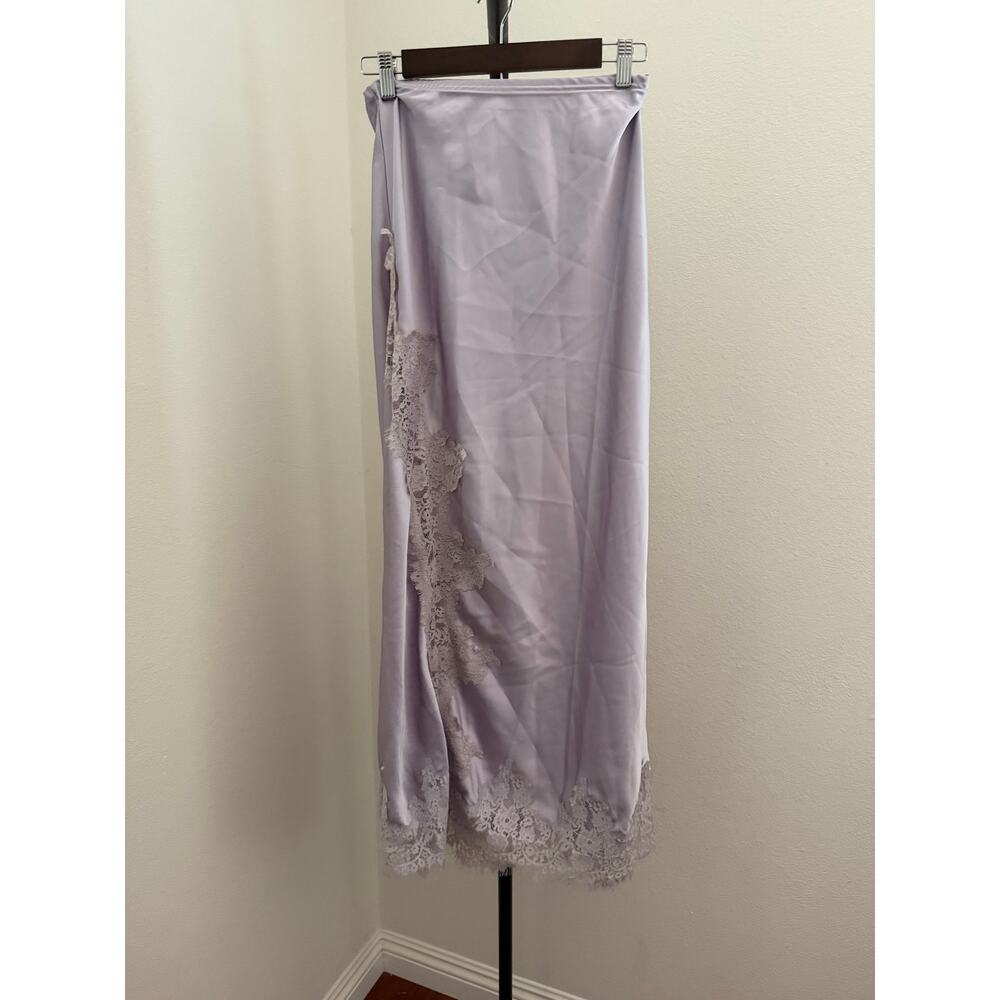 New few Moda X Greta Louise tome uptown satin lace purple skirt sz 4 $197 - Picture 5 of 9